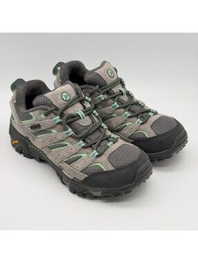 Merrell Moab 2 Waterproof Womens 6.5 Gray Mint Hiking Shoes Vibram J06028